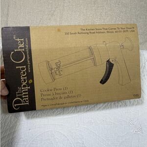 Pampered Chef White Cookie Press NIB Baking Tool Set Kitchen Decorator Gun